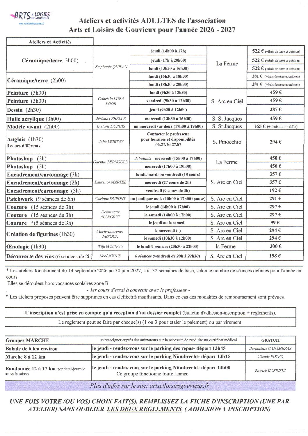 2026-2027 Bulletin complet adultes